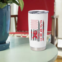 Fight For A Cure HIV AIDS Awareness Tumbler Cup Patriotic Red Ribbon Gift - Wonder Print Shop