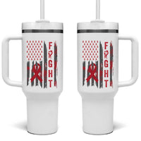 Fight For A Cure HIV AIDS Awareness Tumbler With Handle Patriotic Red Ribbon Gift - Wonder Print Shop