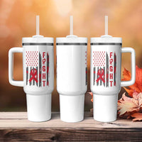 Fight For A Cure HIV AIDS Awareness Tumbler With Handle Patriotic Red Ribbon Gift - Wonder Print Shop