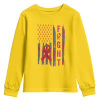 Fight For A Cure HIV AIDS Awareness Youth Sweatshirt Patriotic Red Ribbon Gift - Wonder Print Shop