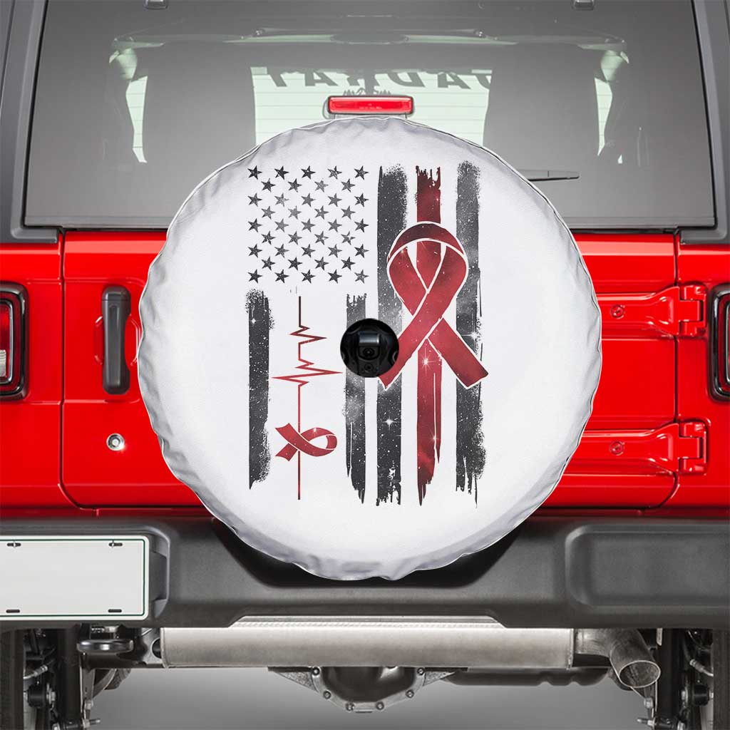 World AIDS Day Spare Tire Cover American Flag Red Ribbon Gift - Wonder Print Shop