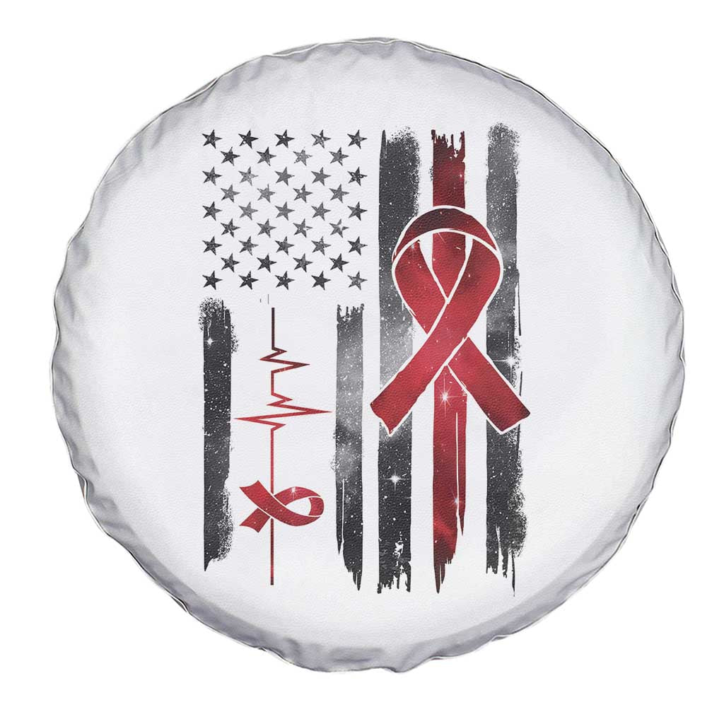 World AIDS Day Spare Tire Cover American Flag Red Ribbon Gift - Wonder Print Shop