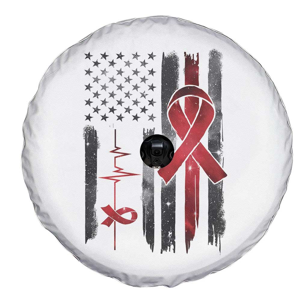 World AIDS Day Spare Tire Cover American Flag Red Ribbon Gift - Wonder Print Shop