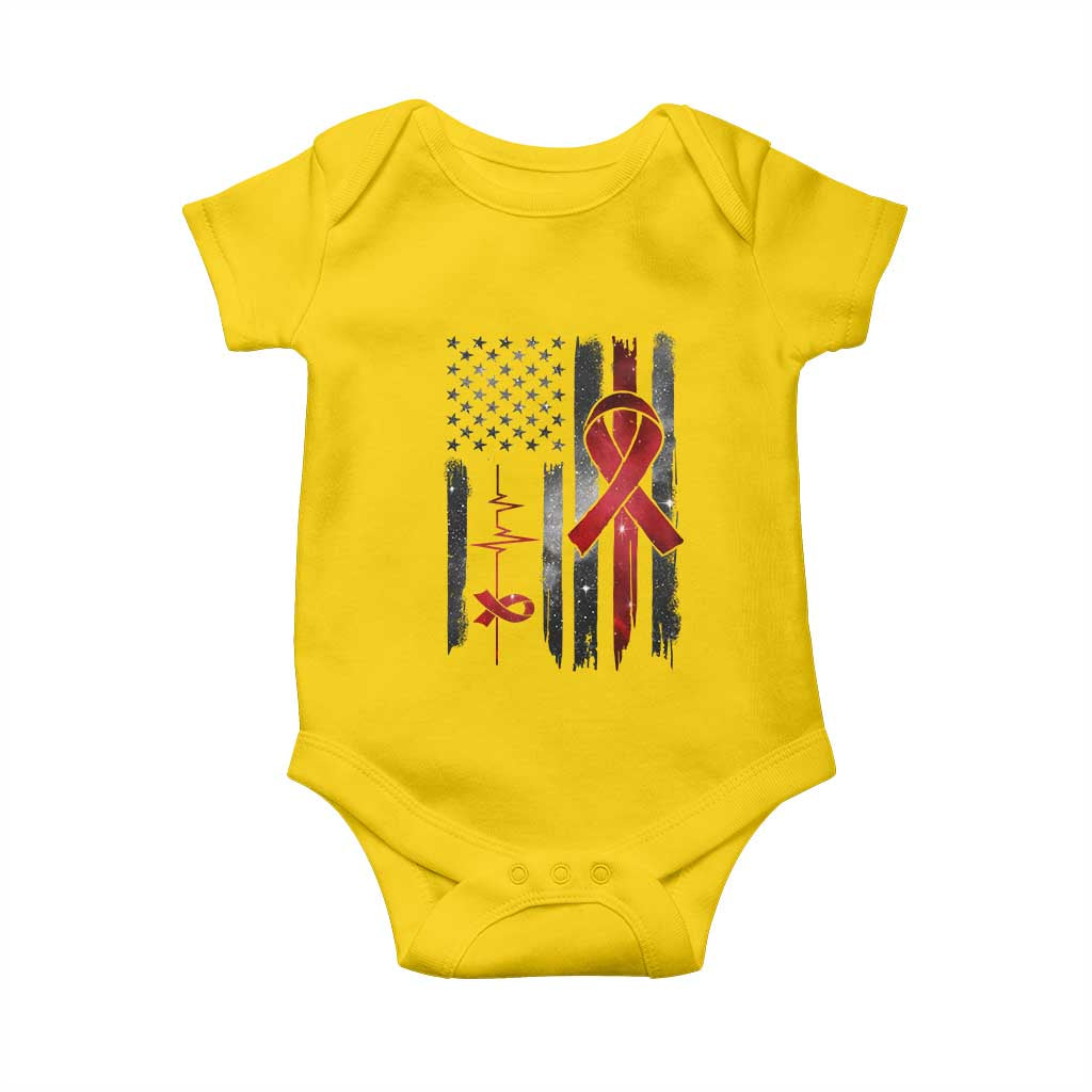 World AIDS Day Baby Onesie American Flag Red Ribbon Gift - Wonder Print Shop