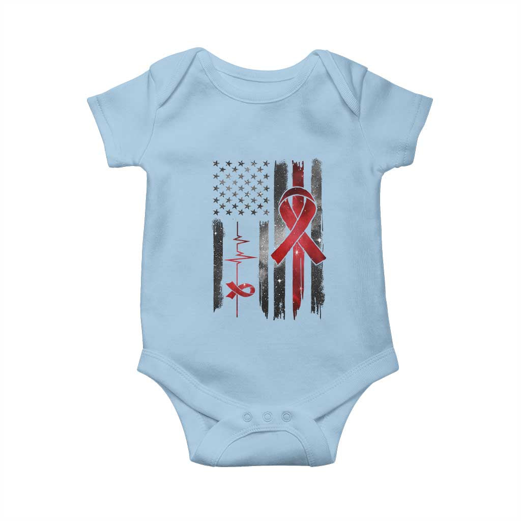 World AIDS Day Baby Onesie American Flag Red Ribbon Gift - Wonder Print Shop