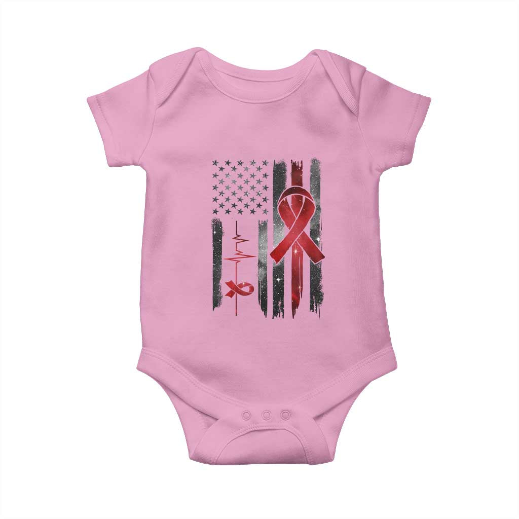 World AIDS Day Baby Onesie American Flag Red Ribbon Gift - Wonder Print Shop