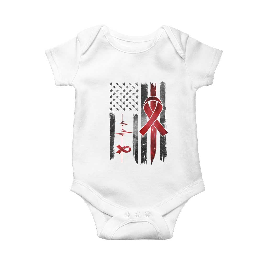 World AIDS Day Baby Onesie American Flag Red Ribbon Gift - Wonder Print Shop