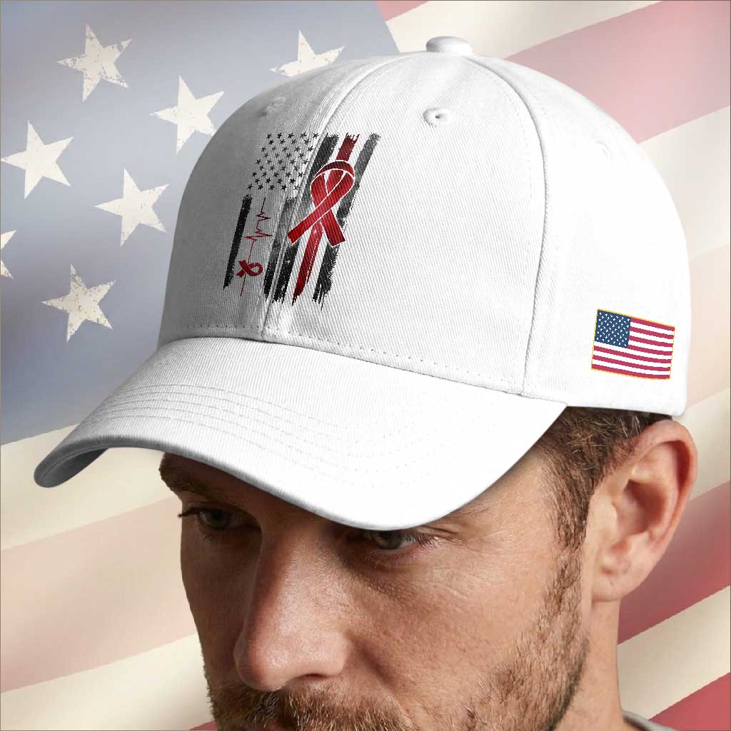 World AIDS Day Baseball Cap American Flag Red Ribbon Gift