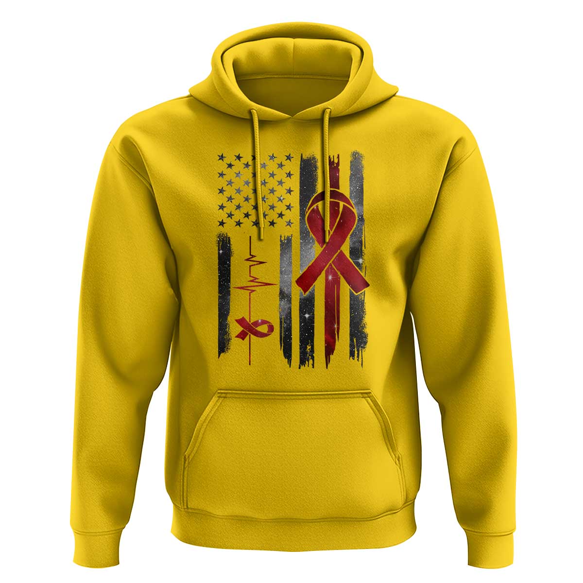 World AIDS Day Hoodie American Flag Red Ribbon Gift - Wonder Print Shop
