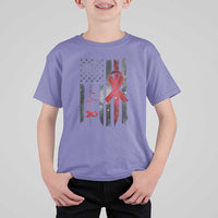 World AIDS Day T Shirt For Kid American Flag Red Ribbon Gift - Wonder Print Shop