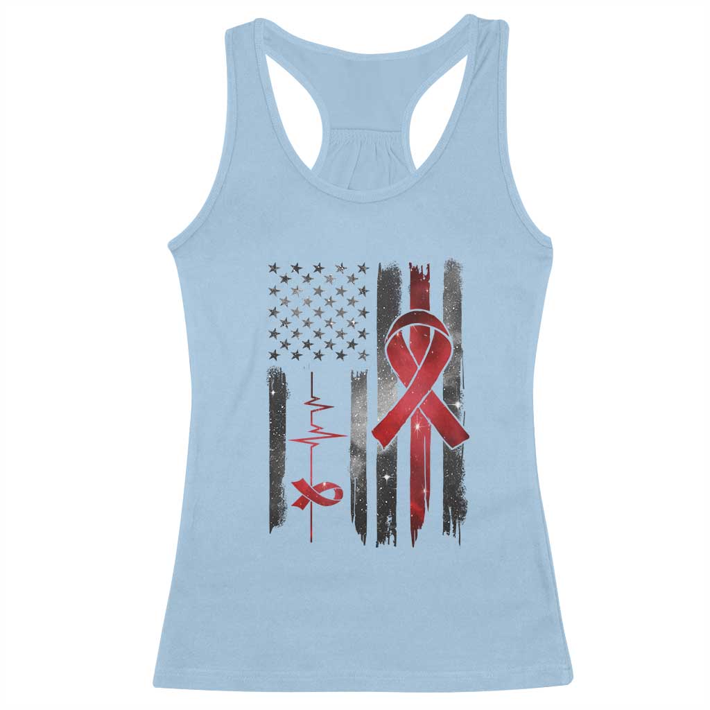 World AIDS Day Racerback Tank Top American Flag Red Ribbon Gift - Wonder Print Shop