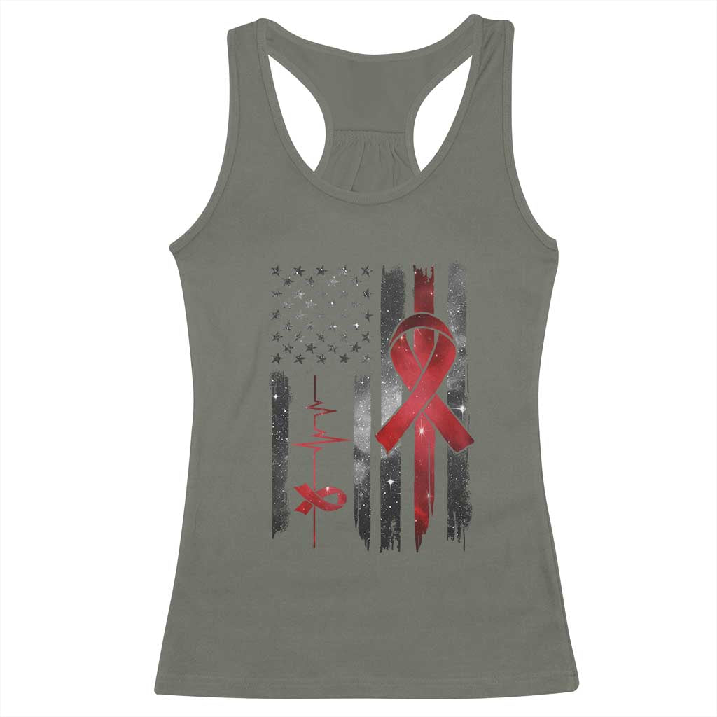 World AIDS Day Racerback Tank Top American Flag Red Ribbon Gift - Wonder Print Shop