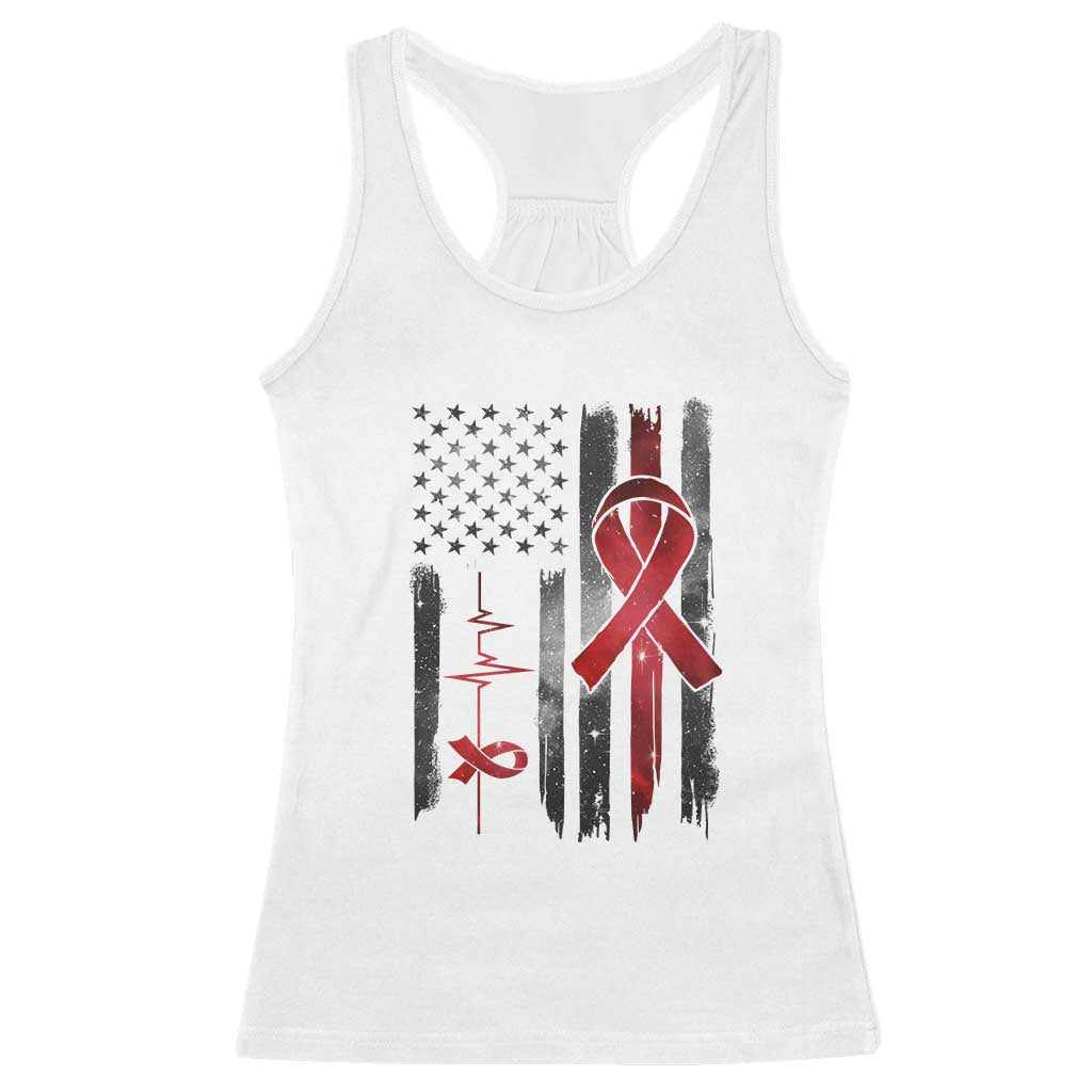 World AIDS Day Racerback Tank Top American Flag Red Ribbon Gift - Wonder Print Shop