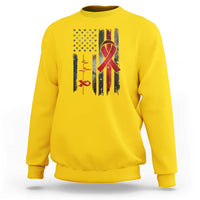 World AIDS Day Sweatshirt American Flag Red Ribbon Gift - Wonder Print Shop