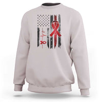 World AIDS Day Sweatshirt American Flag Red Ribbon Gift - Wonder Print Shop