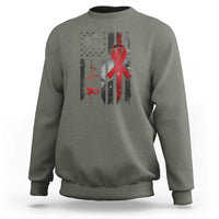 World AIDS Day Sweatshirt American Flag Red Ribbon Gift - Wonder Print Shop
