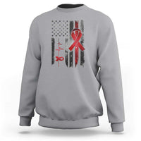 World AIDS Day Sweatshirt American Flag Red Ribbon Gift - Wonder Print Shop