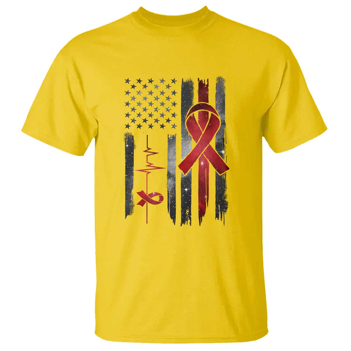 World AIDS Day T Shirt American Flag Red Ribbon Gift - Wonder Print Shop
