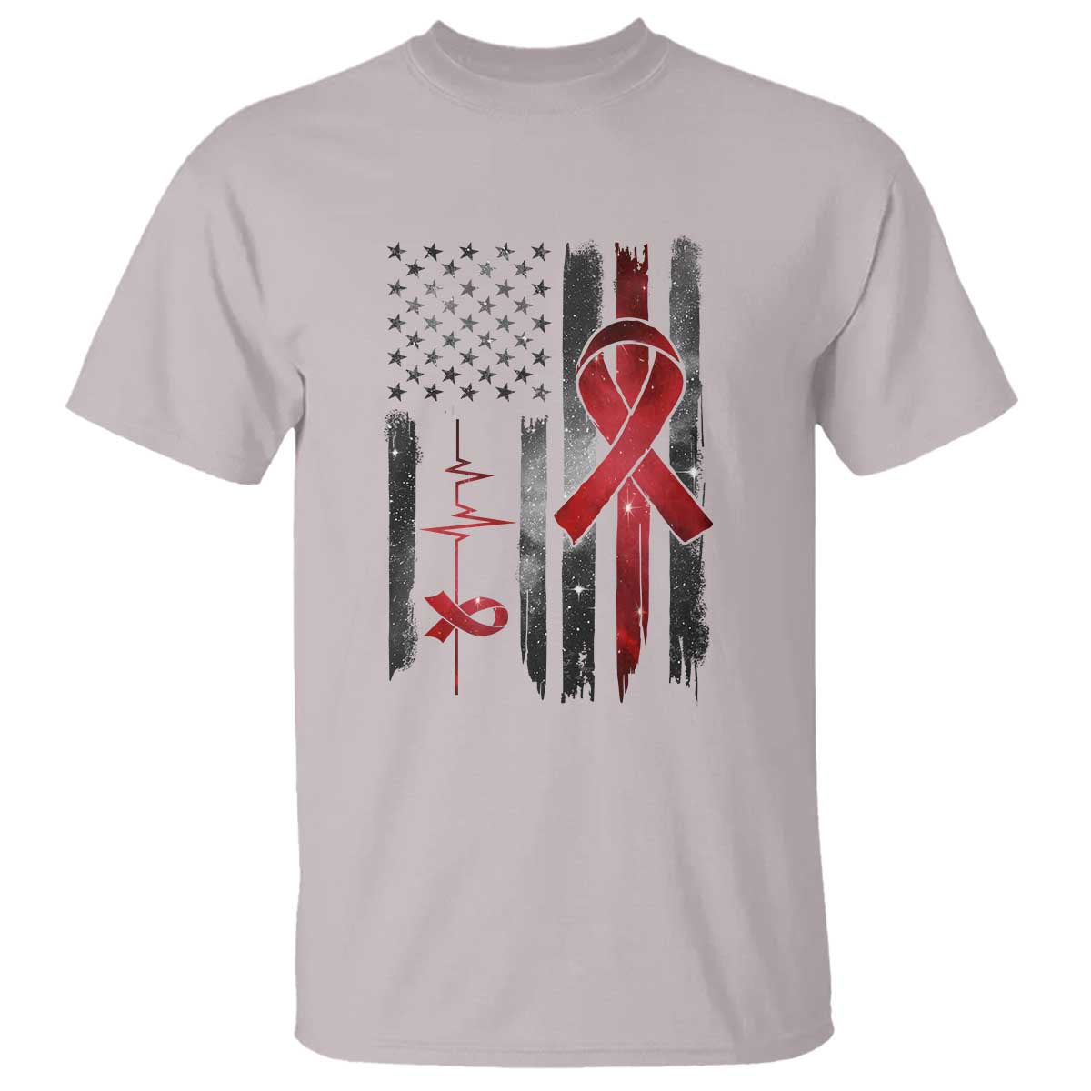 World AIDS Day T Shirt American Flag Red Ribbon Gift - Wonder Print Shop