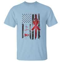 World AIDS Day T Shirt American Flag Red Ribbon Gift - Wonder Print Shop