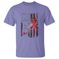 World AIDS Day T Shirt American Flag Red Ribbon Gift - Wonder Print Shop