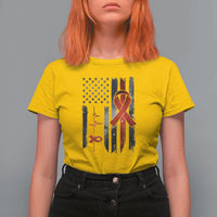 World AIDS Day T Shirt For Women American Flag Red Ribbon Gift - Wonder Print Shop