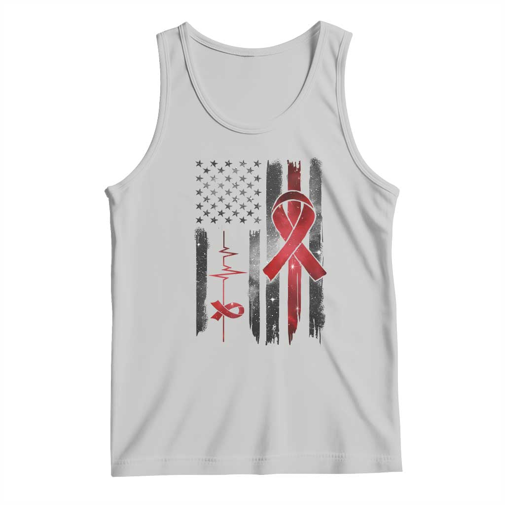 World AIDS Day Tank Top American Flag Red Ribbon Gift - Wonder Print Shop