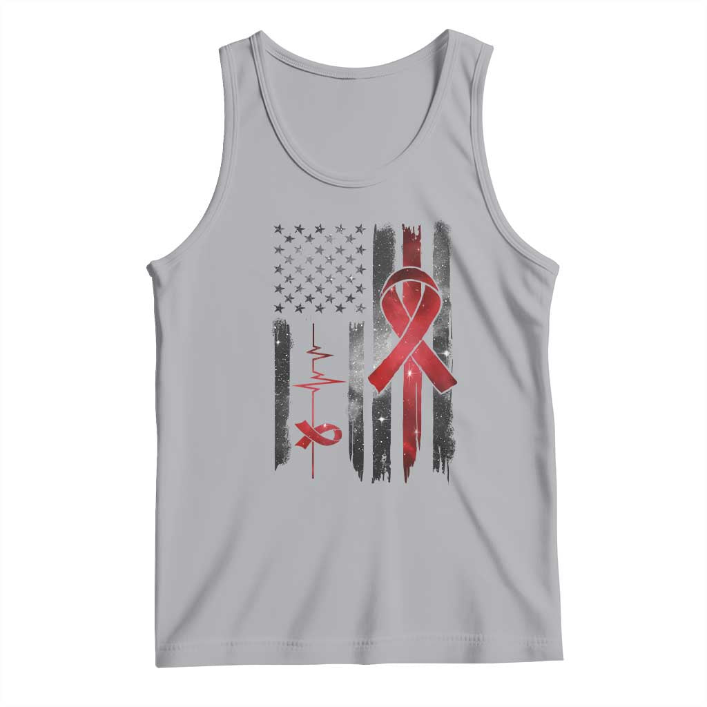 World AIDS Day Tank Top American Flag Red Ribbon Gift - Wonder Print Shop