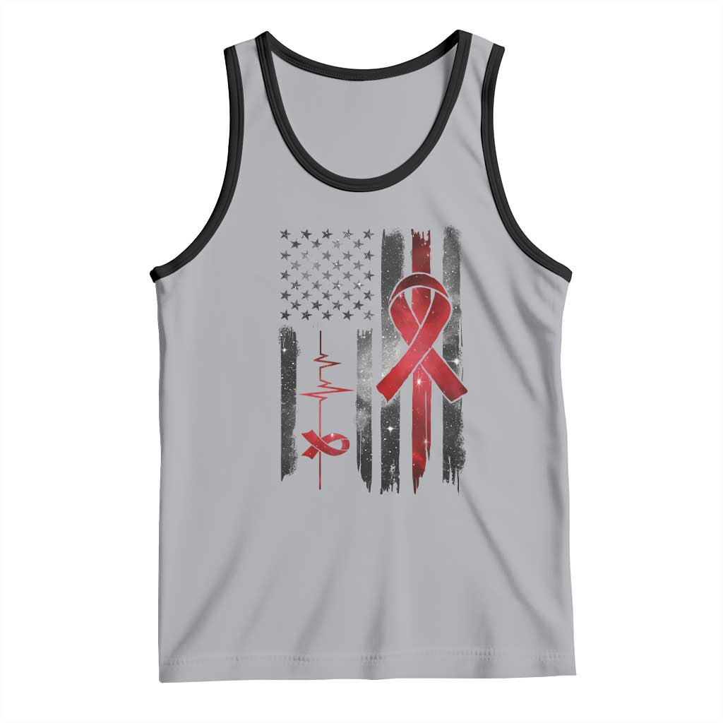 World AIDS Day Tank Top American Flag Red Ribbon Gift - Wonder Print Shop