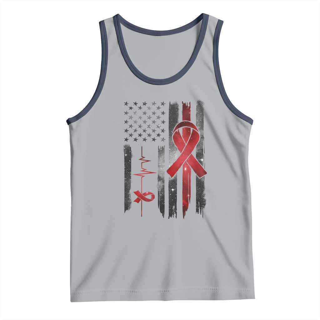 World AIDS Day Tank Top American Flag Red Ribbon Gift - Wonder Print Shop