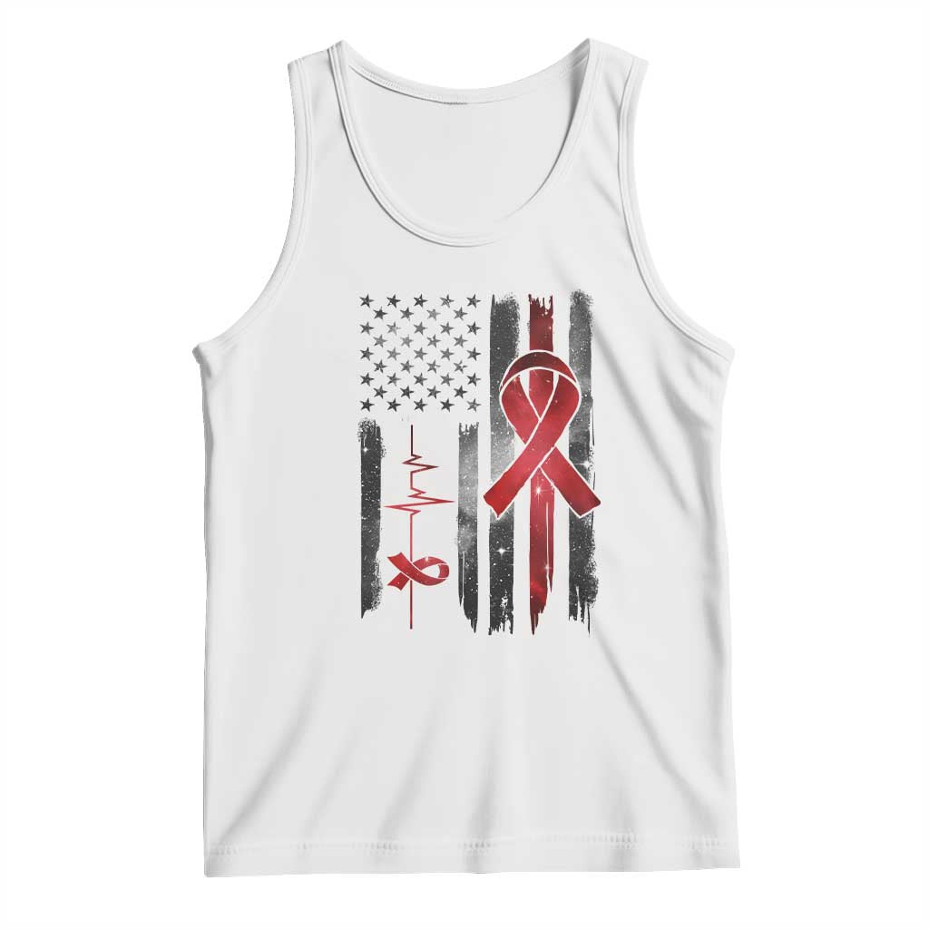 World AIDS Day Tank Top American Flag Red Ribbon Gift - Wonder Print Shop