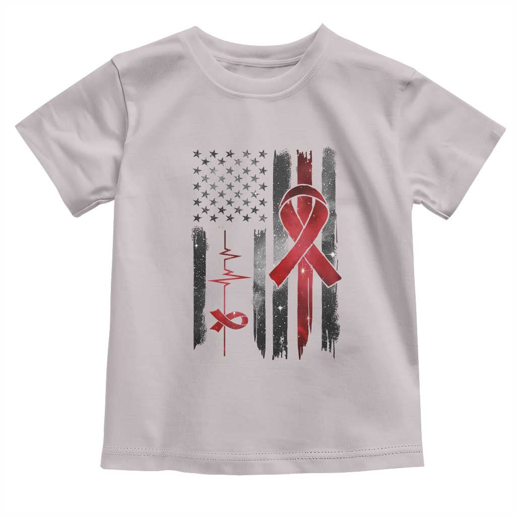 World AIDS Day Toddler T Shirt American Flag Red Ribbon Gift - Wonder Print Shop