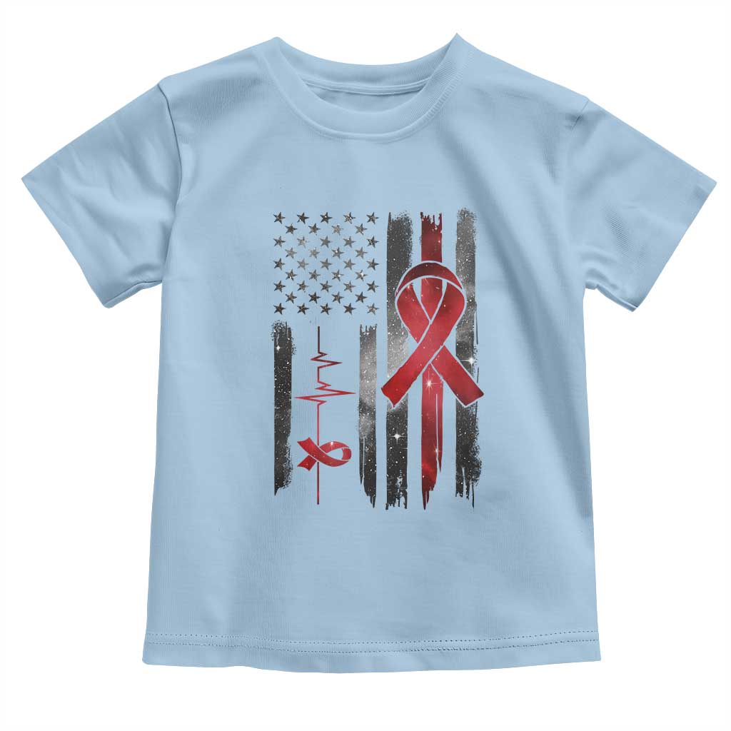 World AIDS Day Toddler T Shirt American Flag Red Ribbon Gift - Wonder Print Shop