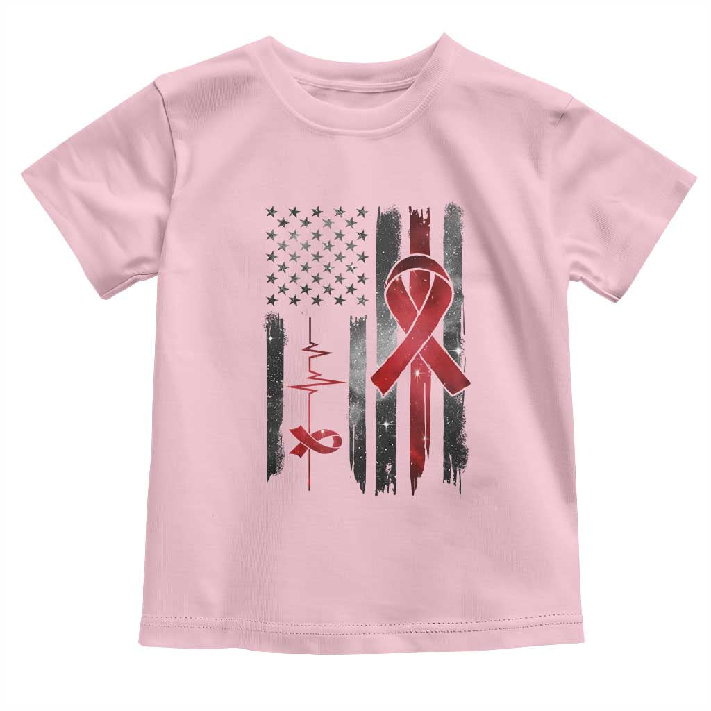 World AIDS Day Toddler T Shirt American Flag Red Ribbon Gift - Wonder Print Shop