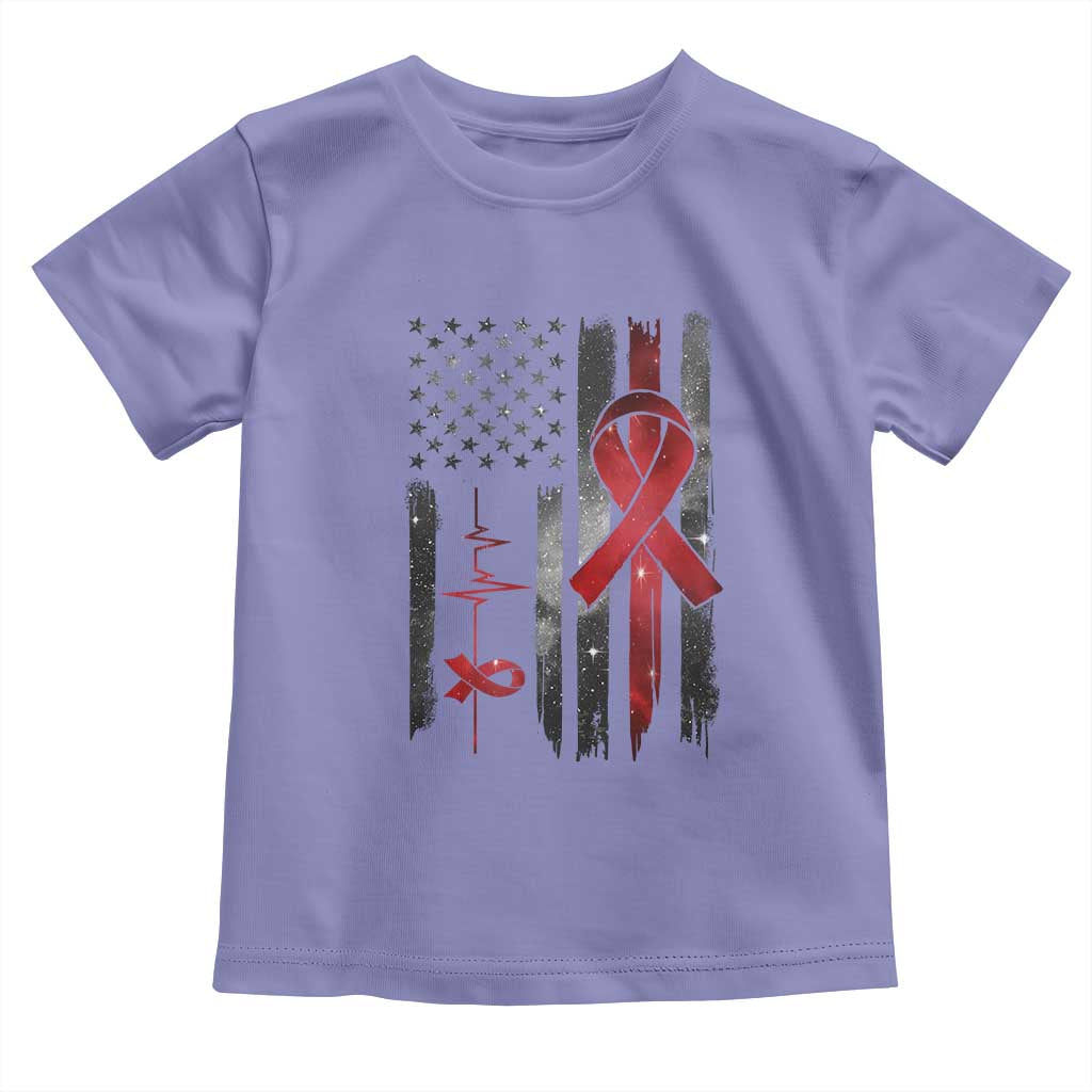 World AIDS Day Toddler T Shirt American Flag Red Ribbon Gift - Wonder Print Shop