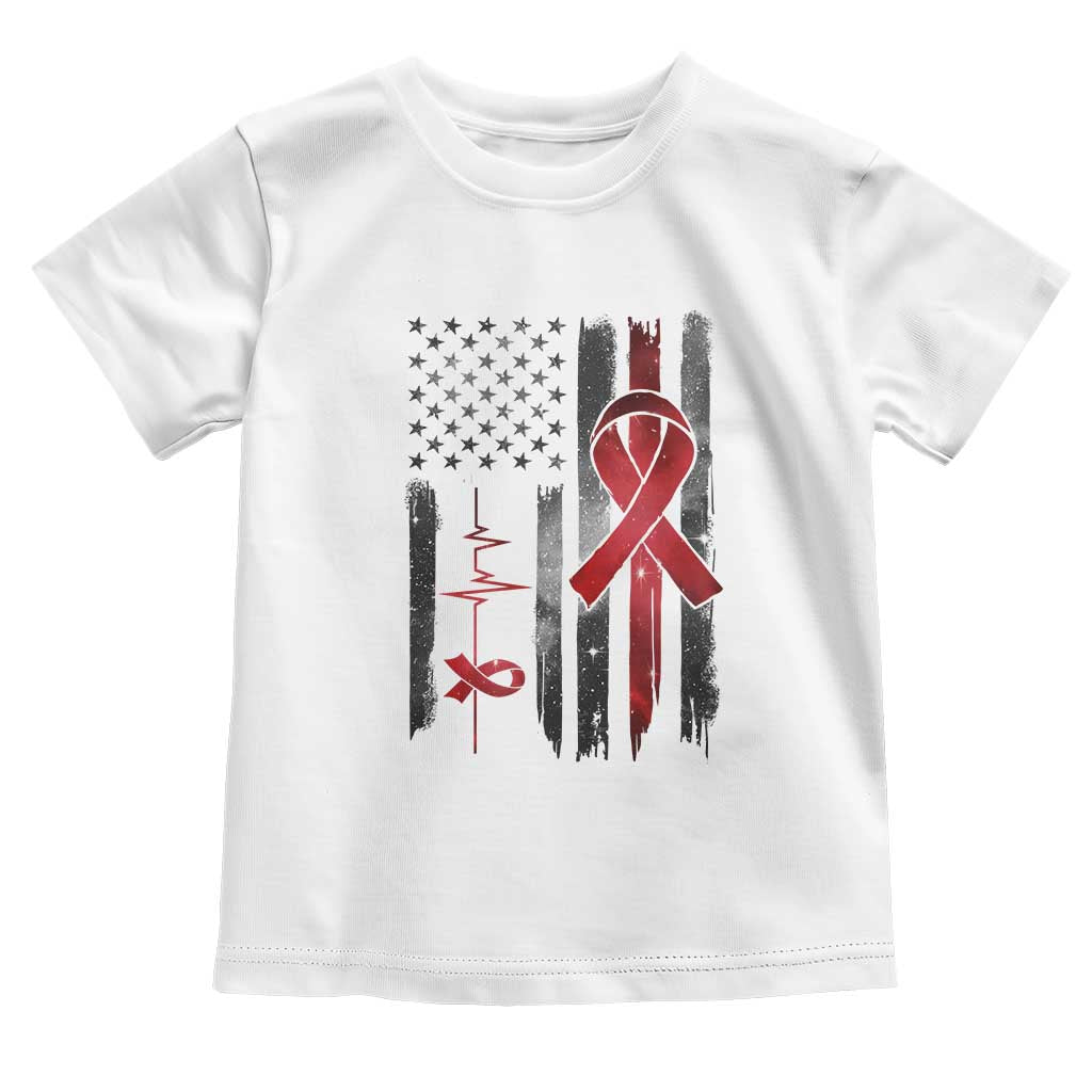 World AIDS Day Toddler T Shirt American Flag Red Ribbon Gift - Wonder Print Shop