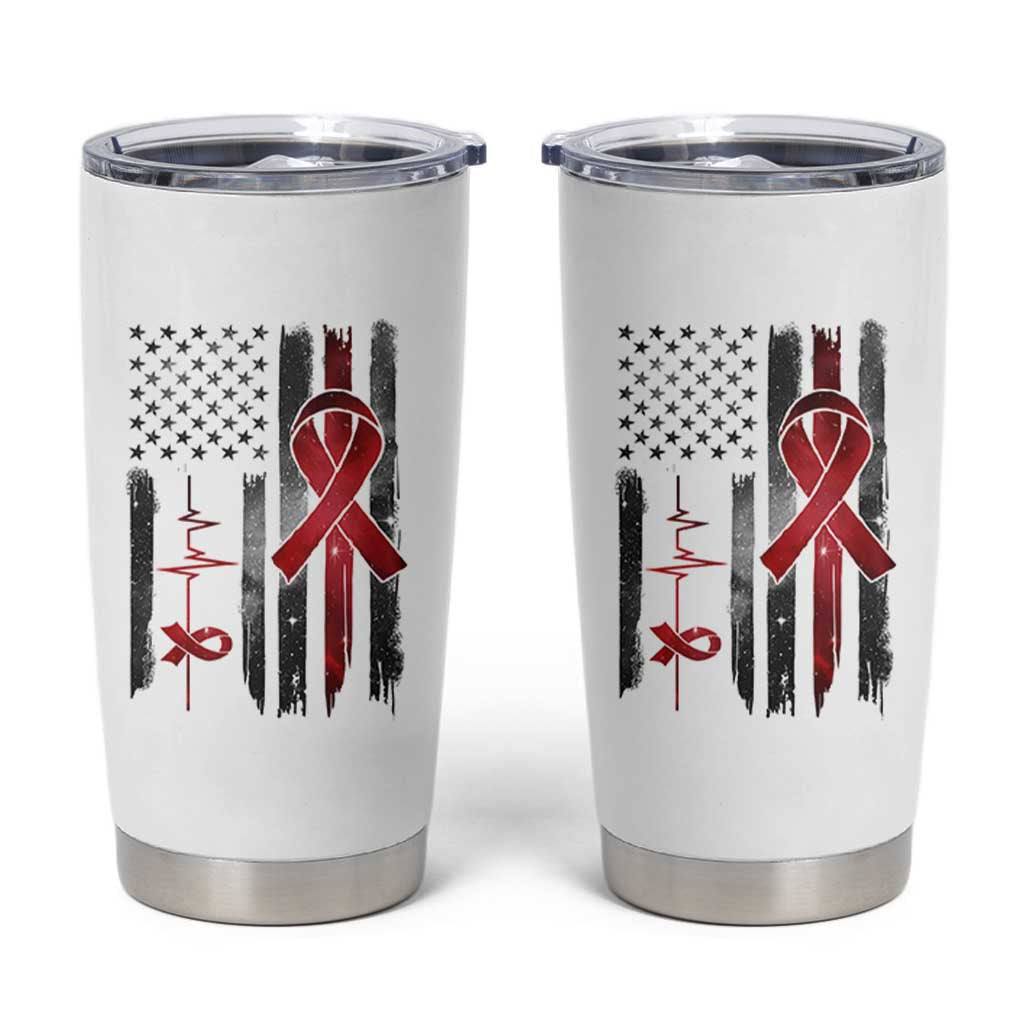 World AIDS Day Tumbler Cup American Flag Red Ribbon Gift - Wonder Print Shop