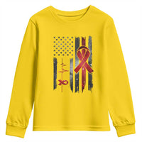 World AIDS Day Youth Sweatshirt American Flag Red Ribbon Gift - Wonder Print Shop