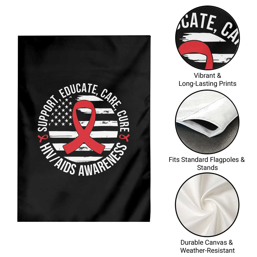 Support Educate Care Cure HIV Awareness Month Gift Garden Flag - Wonder Print Shop