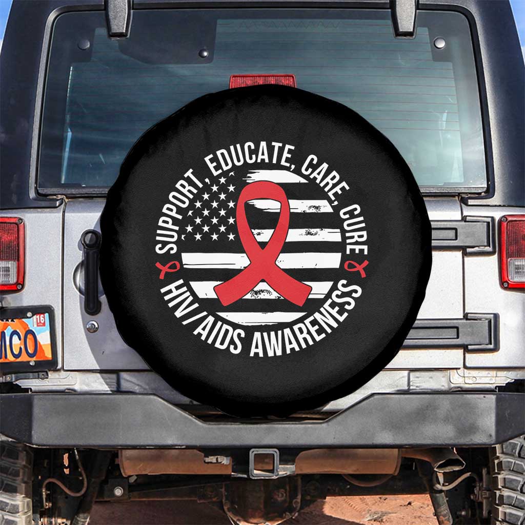 Support Educate Care Cure HIV Awareness Month Gift Spare Tire Cover - Wonder Print Shop
