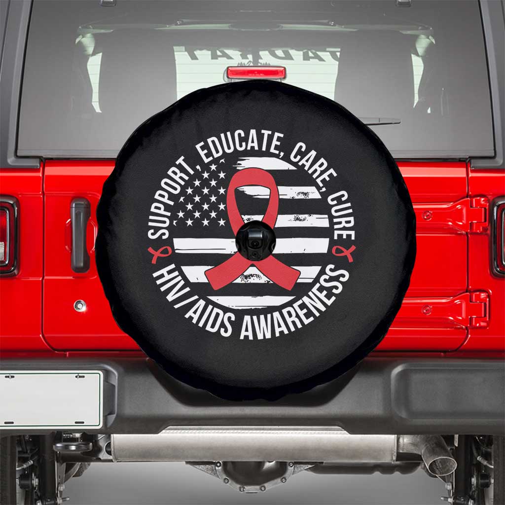 Support Educate Care Cure HIV Awareness Month Gift Spare Tire Cover - Wonder Print Shop