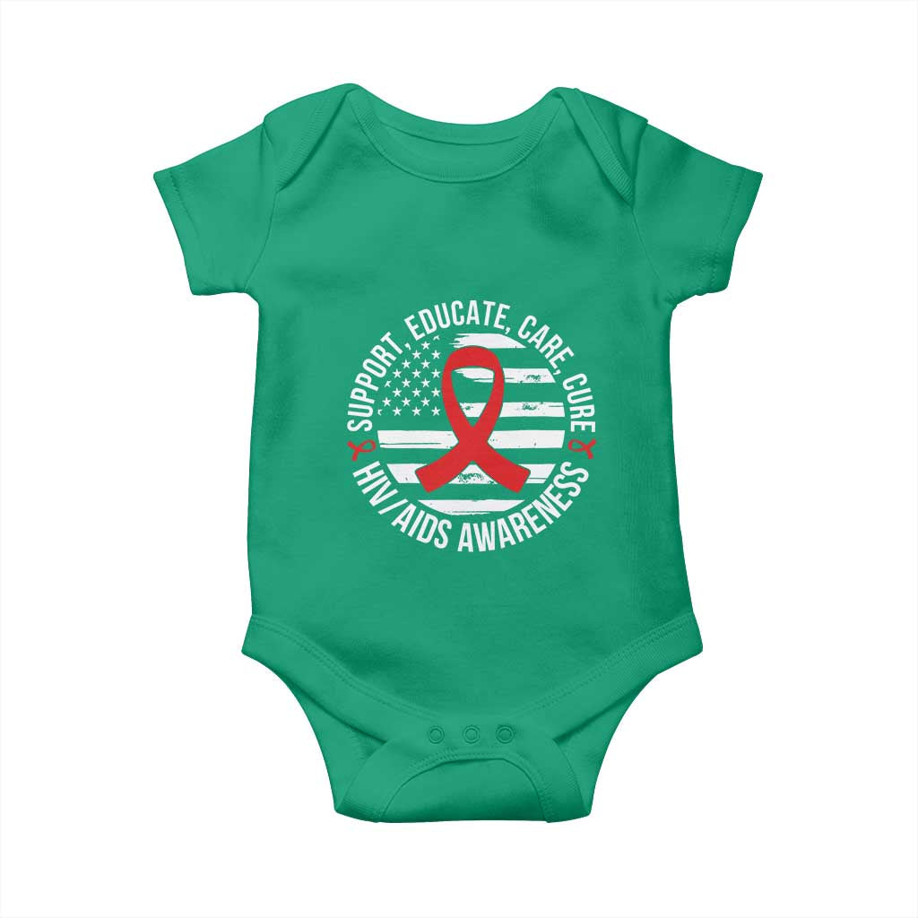 Support Educate Care Cure HIV Awareness Month Gift Baby Onesie - Wonder Print Shop