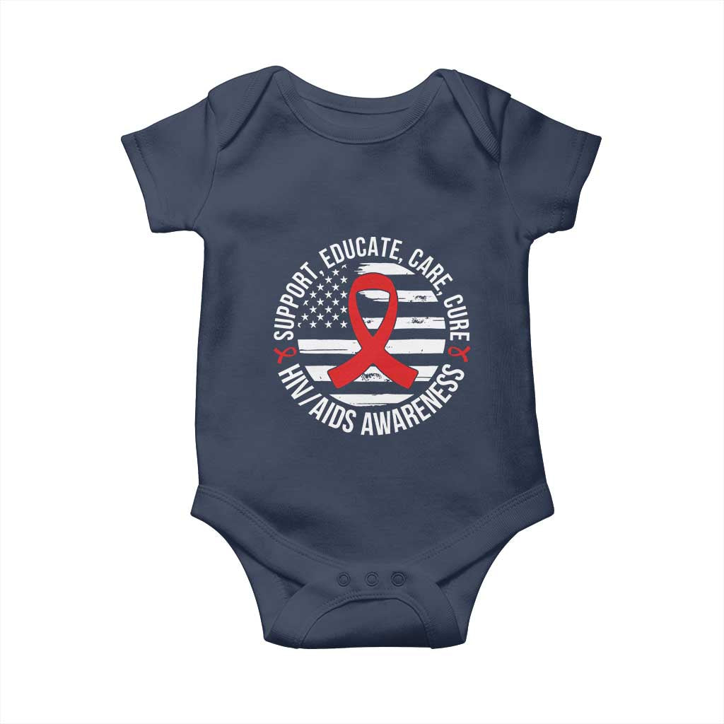Support Educate Care Cure HIV Awareness Month Gift Baby Onesie - Wonder Print Shop