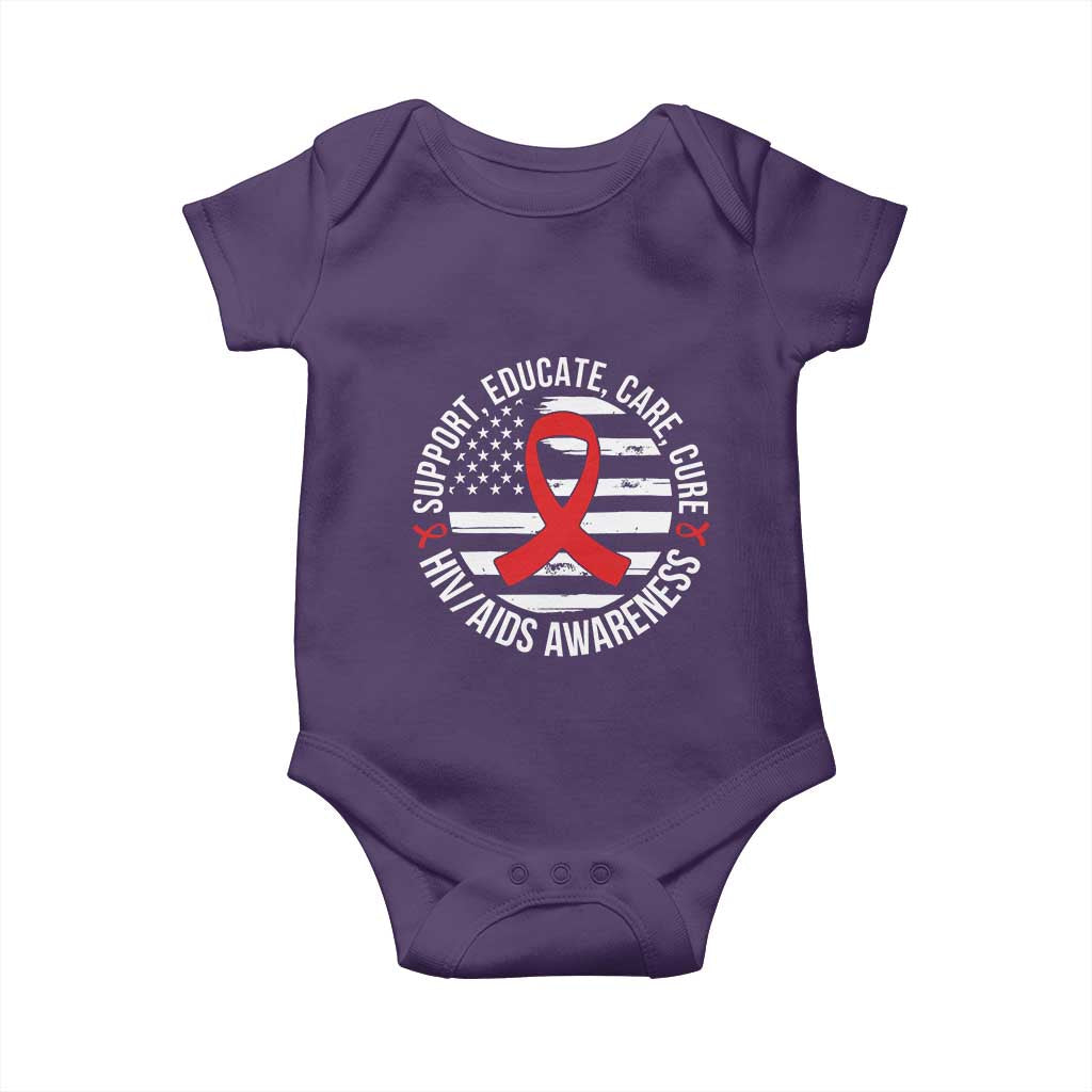 Support Educate Care Cure HIV Awareness Month Gift Baby Onesie - Wonder Print Shop