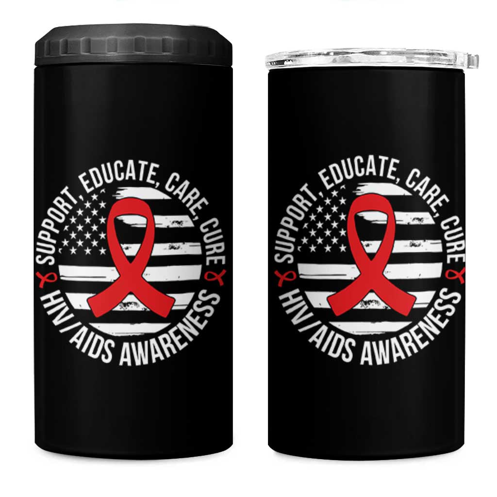 Support Educate Care Cure HIV Awareness Month Gift 4 in 1 Can Cooler Tumbler - Wonder Print Shop