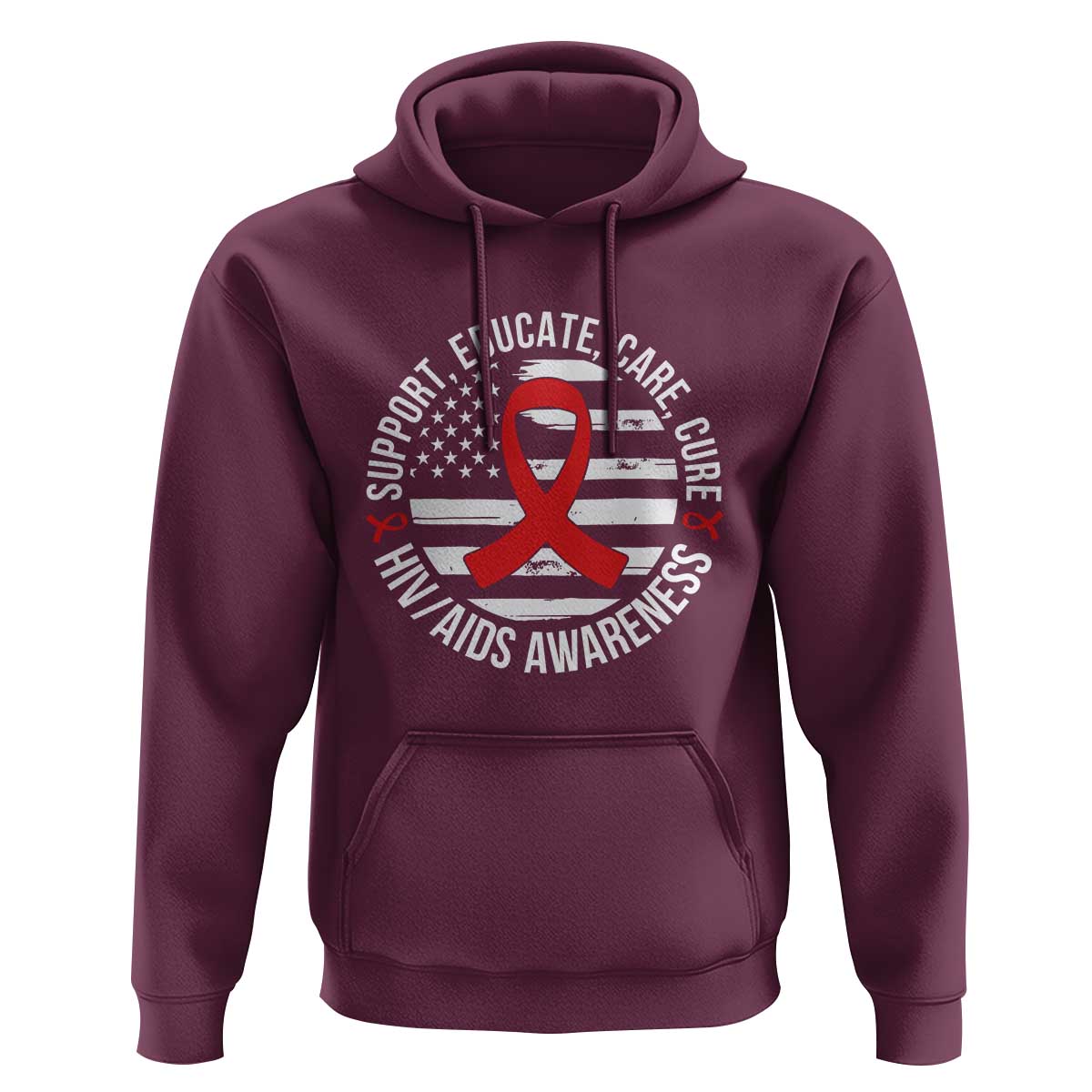 Support Educate Care Cure HIV Awareness Month Gift Hoodie - Wonder Print Shop