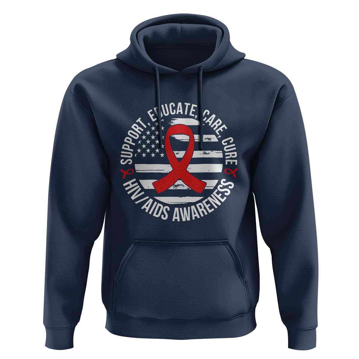 Support Educate Care Cure HIV Awareness Month Gift Hoodie - Wonder Print Shop