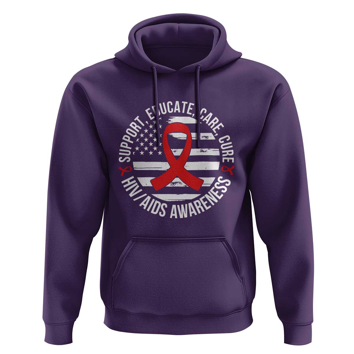 Support Educate Care Cure HIV Awareness Month Gift Hoodie - Wonder Print Shop