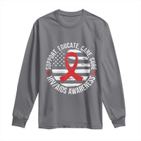 Support Educate Care Cure HIV Awareness Month Gift Long Sleeve Shirt - Wonder Print Shop