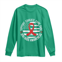 Support Educate Care Cure HIV Awareness Month Gift Long Sleeve Shirt - Wonder Print Shop